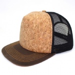 Wooden fabric 5 panels flat peak trucker cap