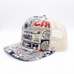 Retro Eastern Style 5 Panels Flat Peak Trucker Cap