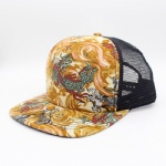 Retro Eastern Style 5 Panels Flat Peak Trucker Cap