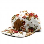 5 Panels Retro Flower Printed Fabric Flat Peak Cap