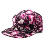 5 Panels Retro Skull Sublimation Printing Flat Peak Cap