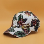 6 Panels Flowers Printed Cotton Baseball Caps